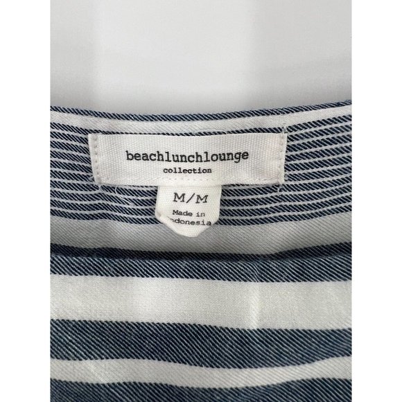 Like New! BeachLunchLounge Blue Striped Flutter Sleeve Naomi Blouse - Medium - Picture 5 of 11